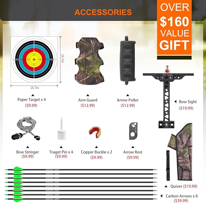 60 Archery Bow Set Wooden Bow