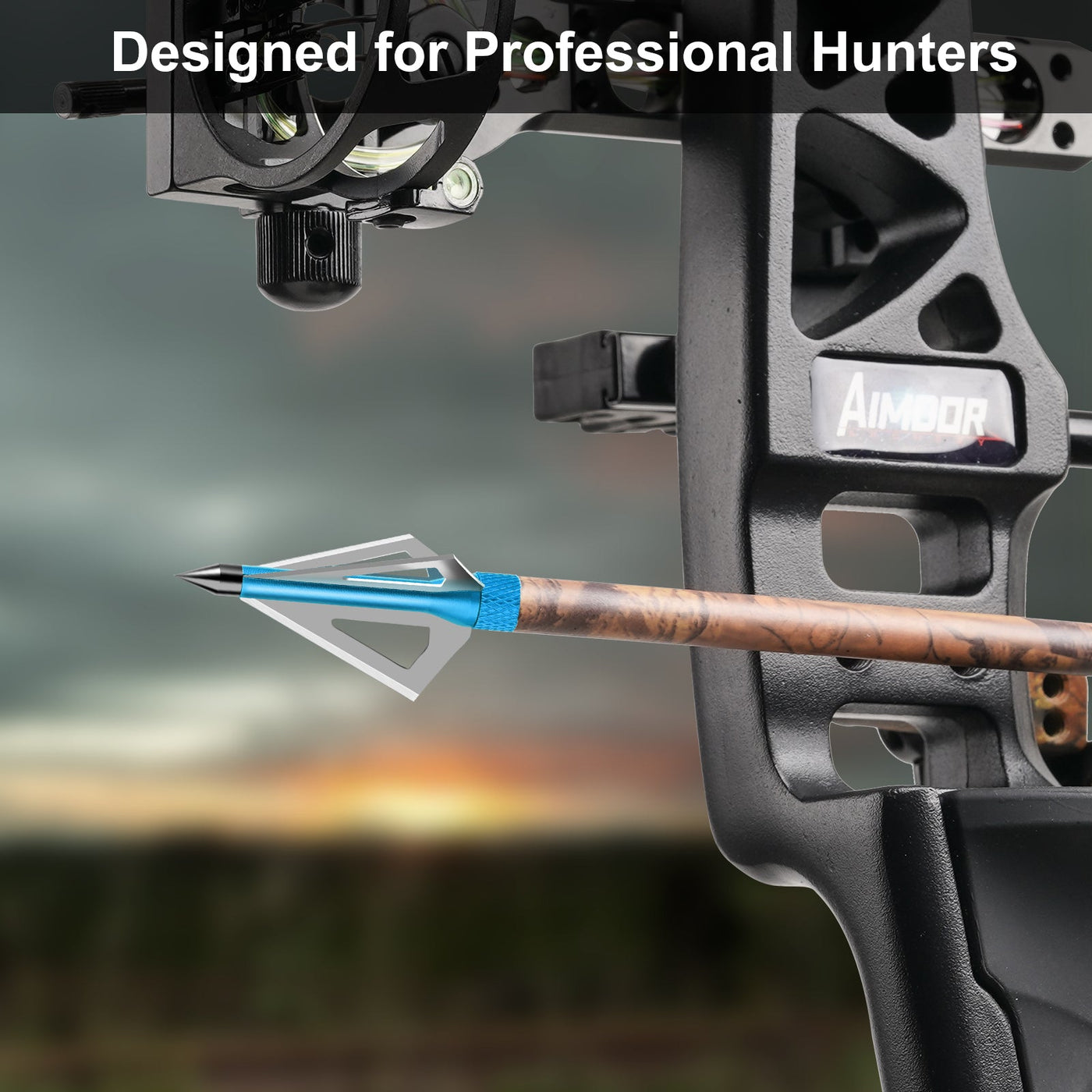 Blue-Archery Hunting Arrow Broadhead 12pcs, 100 Grain, for Recurve&Compound Bow