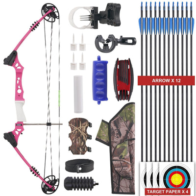 M009 Pink Archery Compound Bow&Arrow Set, For Youth&Adults, Ages 16+