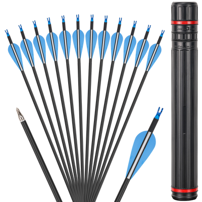 Carbon Arrows with Quiver, 30 Inchs 12 Pcs, Blue