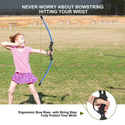 R1 Blue Archery Kids Bow& 8 Arrows Set,  for Kids, Ages 6-12