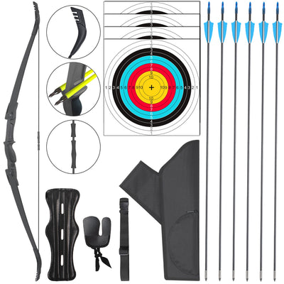 F117 54" Blue Youth Bow Set Takedown Bow Beginner Bow&Arrow 25-35 Lbs, For 12+