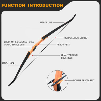 F117 54" Orange Youth Bow Set Takedown Bow Beginner Bow&Arrow 25-35 Lbs, For 12+