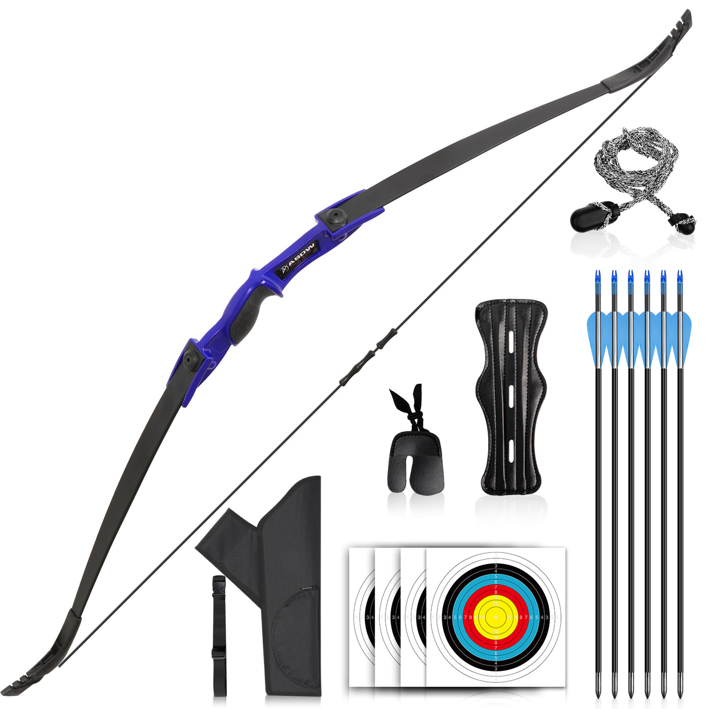 F117 54" Black Youth Bow Set Takedown Bow Beginner Bow&Arrow 25-35 Lbs, For 12+
