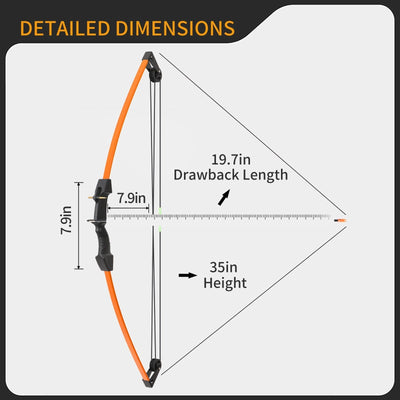 M021 Orange 35" Compound Bow& 6 Arrows Set,  for Kids, Ages 6-12