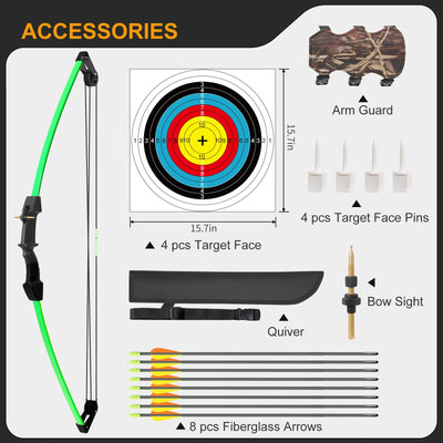 M021 Black 35" Compound Bow& 8 Arrows Set,  for Kids, Ages 6-12