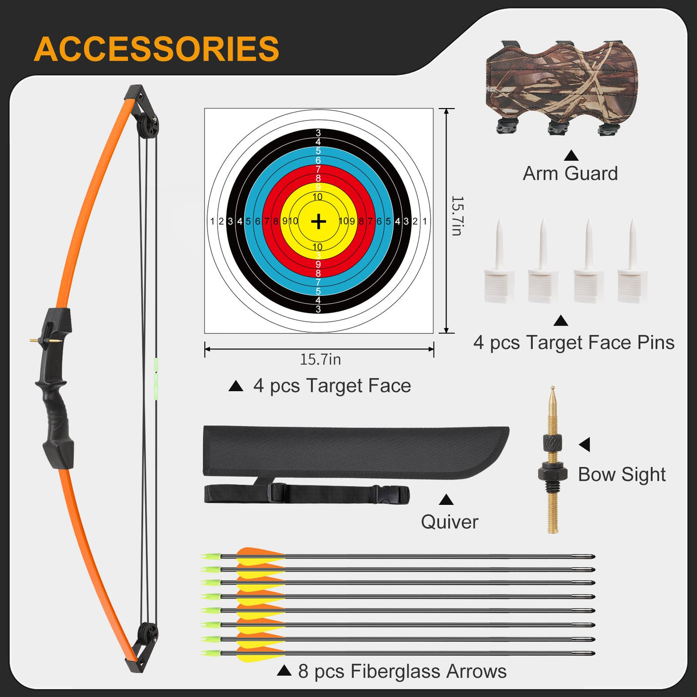 M021 Black 35" Compound Bow& 8 Arrows Set,  for Kids, Ages 6-12