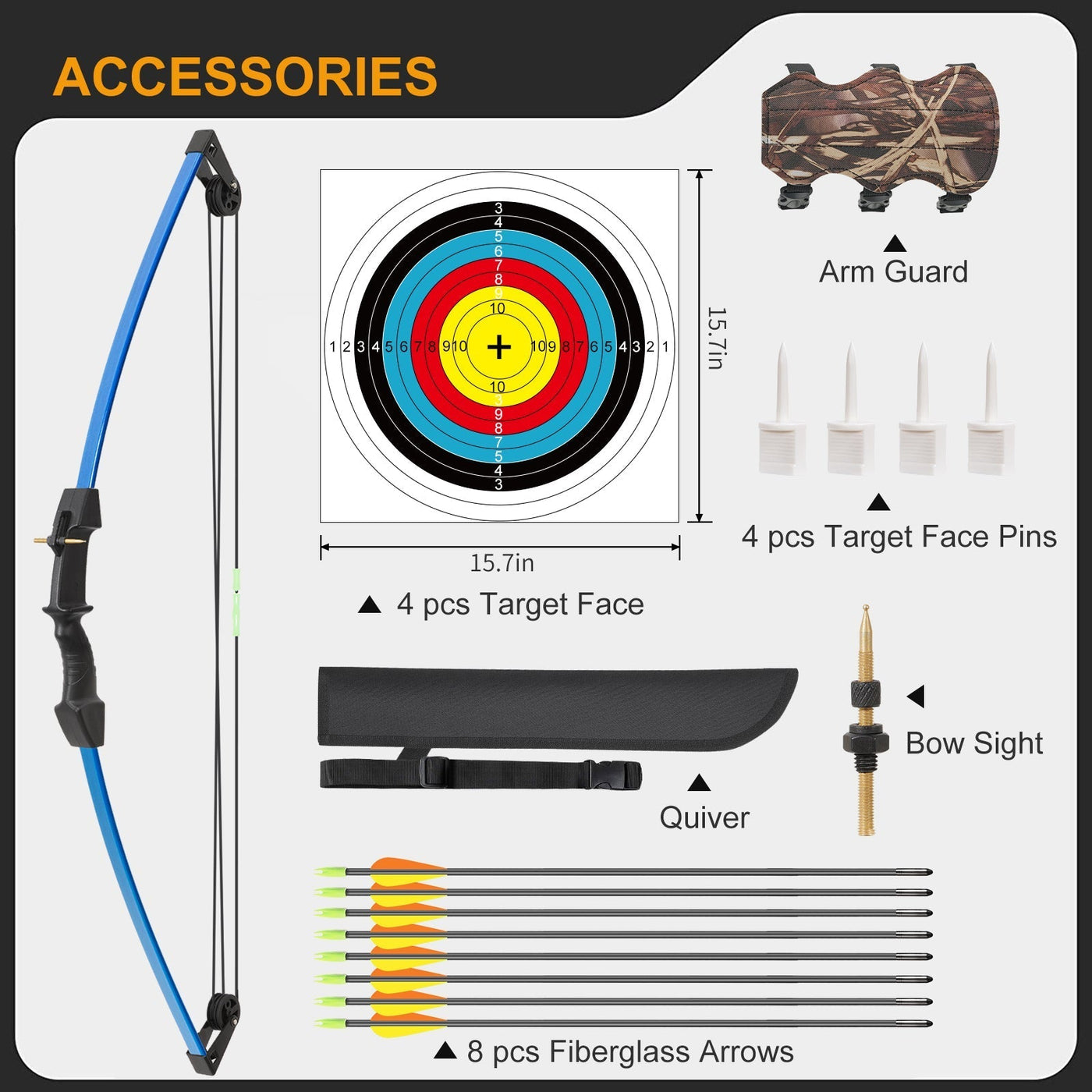 M021 Green 35" Compound Bow& 8 Arrows Set, for Kids, Ages 6-12